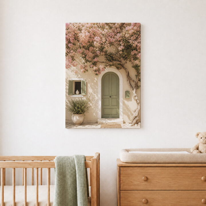 Canvas print Bougainvillea by a Green Door