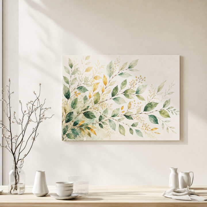 Canvas print Eucalyptus in Sage and Gold
