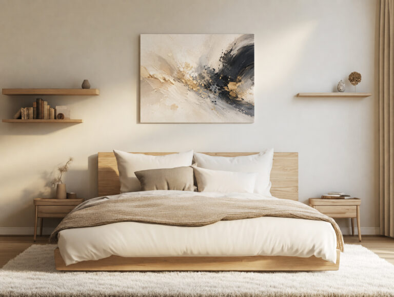 Canvas print Dark Brushstroke Swirl on Cream