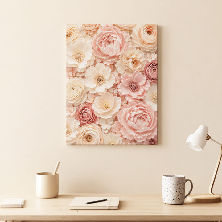 Canvas print Layered Flowers in a Vertical View
