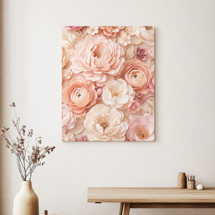 Canvas print Petal Layers in Rose and Peach
