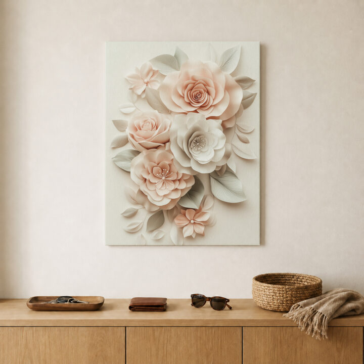 Canvas print Soft Blossoms in Relief Style