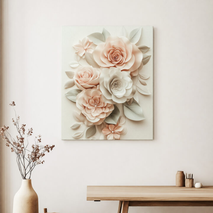 Canvas print Soft Blossoms in Relief Style