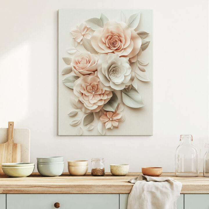 Canvas print Soft Blossoms in Relief Style