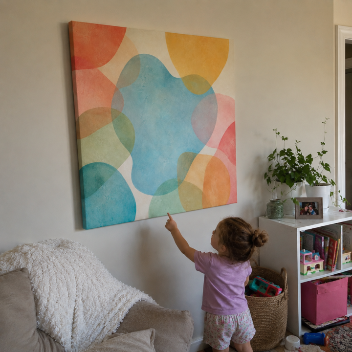 Customer photo: Canvas print Translucent Pastel Shapes