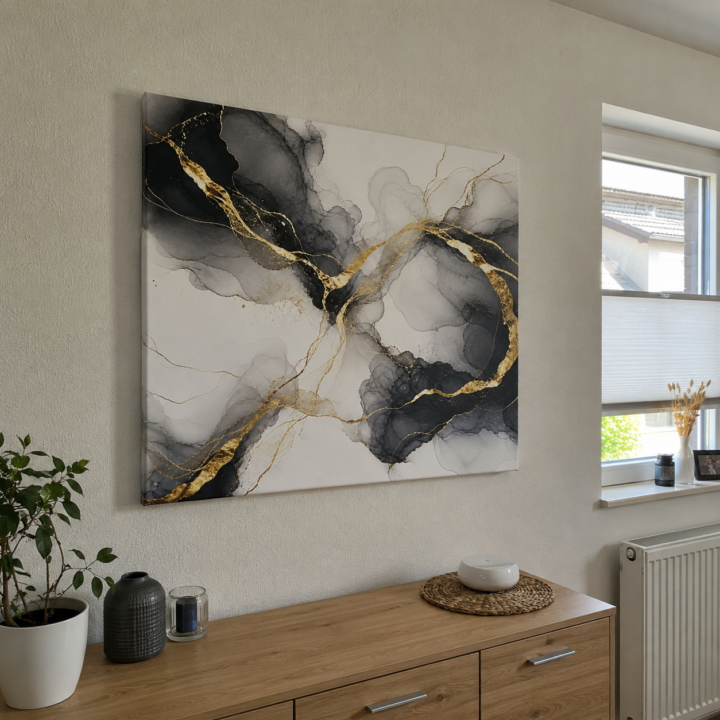 Customer photo: Canvas print Ink Clouds and Golden Lines