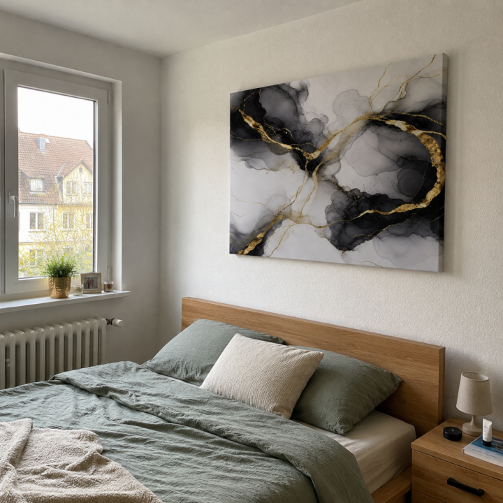 Customer photo: Canvas print Ink Clouds and Golden Lines