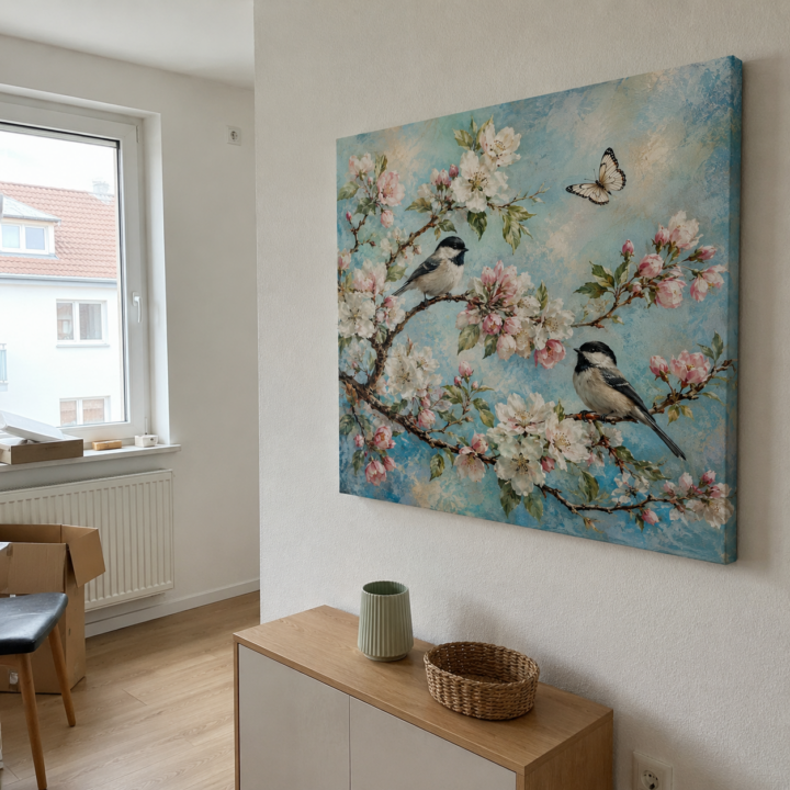 Customer photo: Canvas print Blossoming Branches and Songbirds