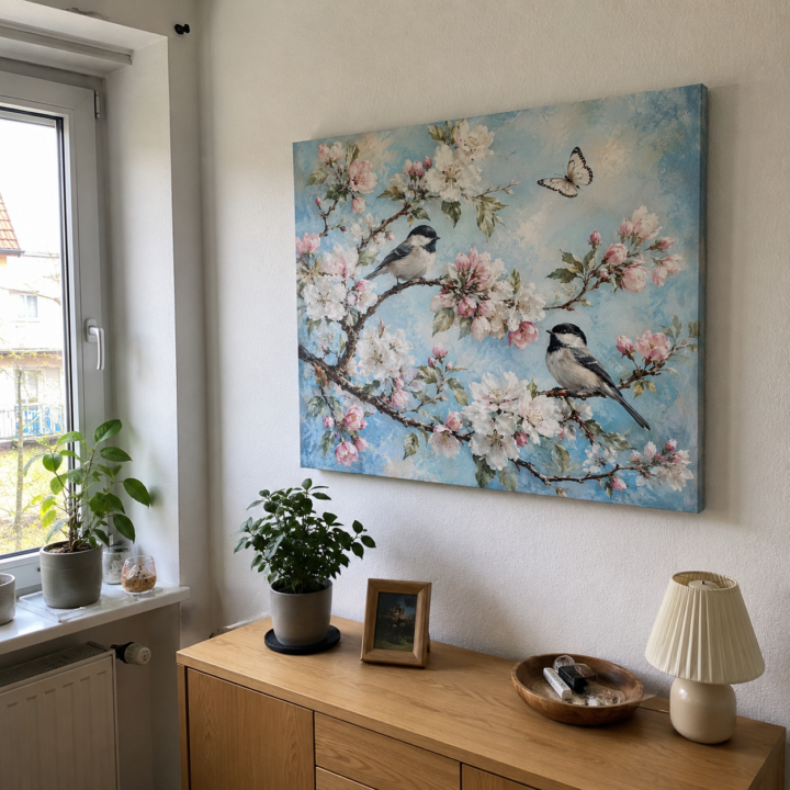 Customer photo: Canvas print Blossoming Branches and Songbirds