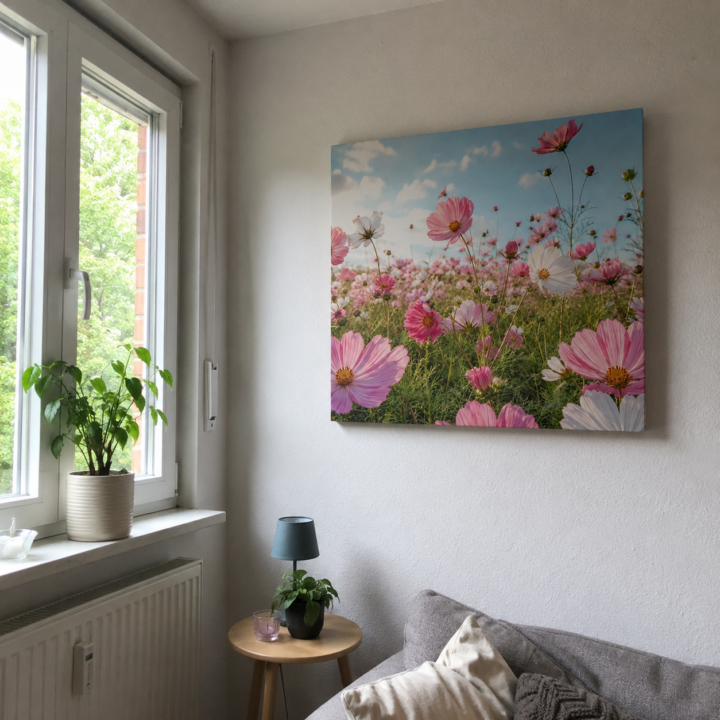 Customer photo: Canvas print Pink Cosmos in Summer Light
