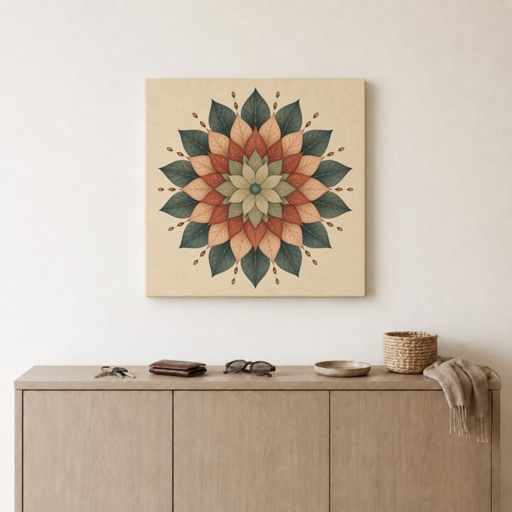 Canvas print Sage and Terracotta Flower Mandala