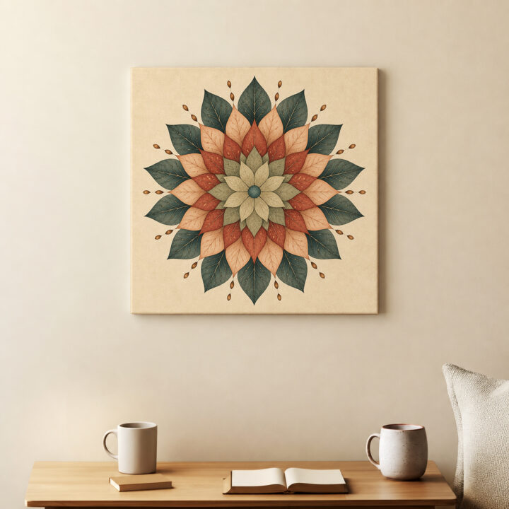 Canvas print Sage and Terracotta Flower Mandala