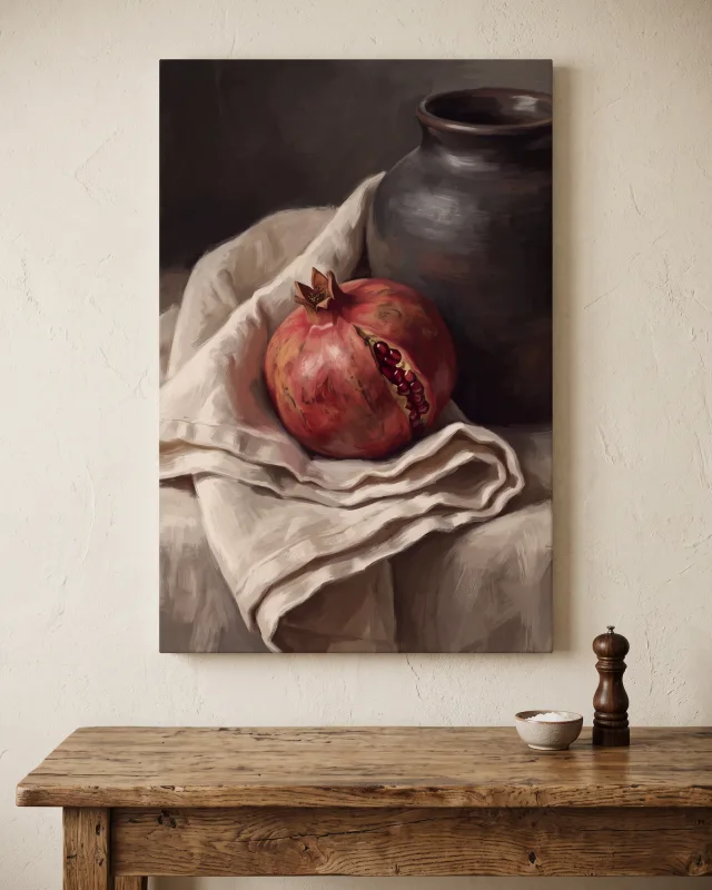 Canvas print – Open Pomegranate in the Light
