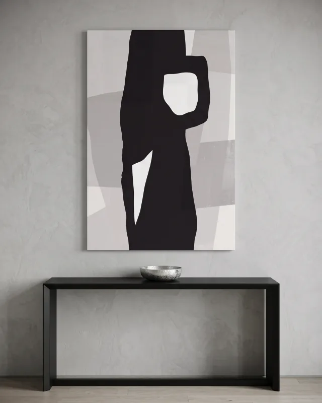 Canvas print – Abstract Black Figure Against Light Shapes