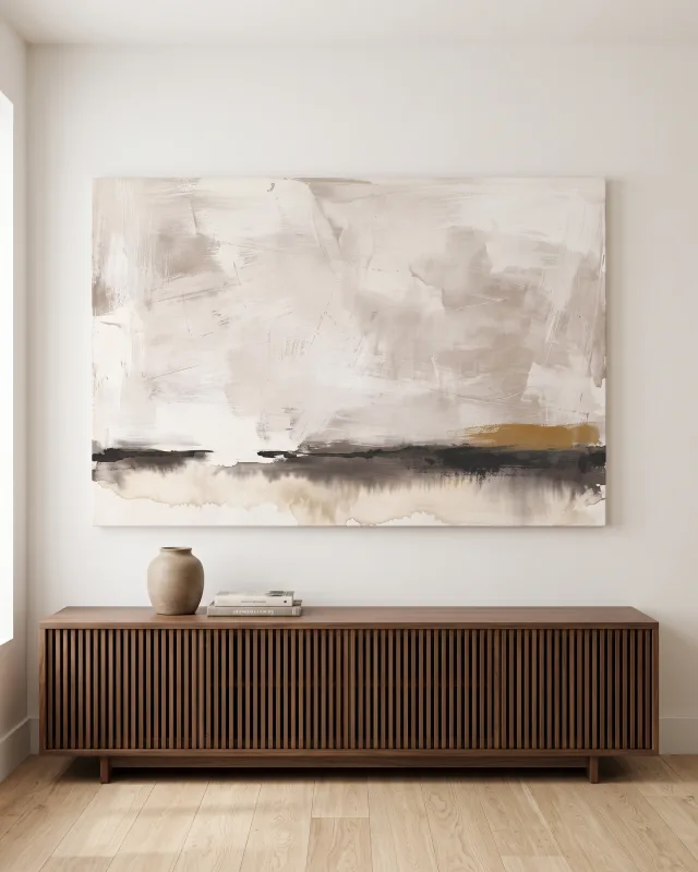 Canvas print – Abstract Painting in Cream, Taupe and Ochre