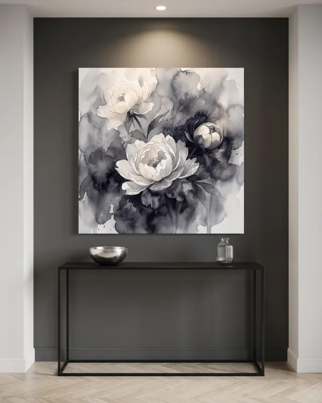 Canvas print – Blossoms in Gray and Cream