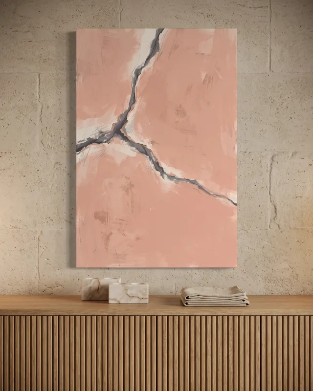 Canvas print – Abstract Branching Lines in Peach and Gray