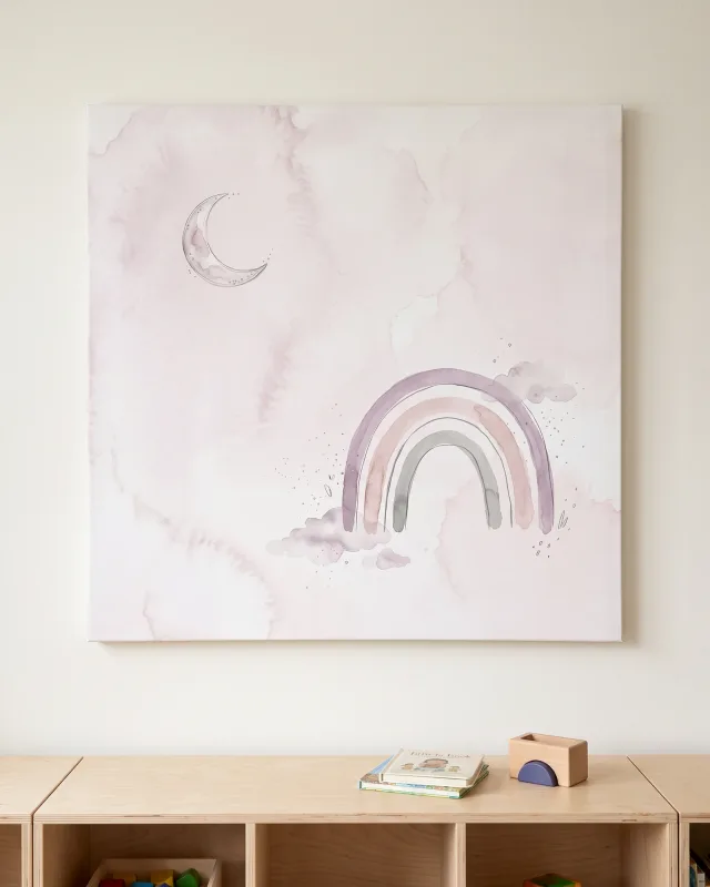 Canvas print – Pastel Rainbow with Crescent Moon