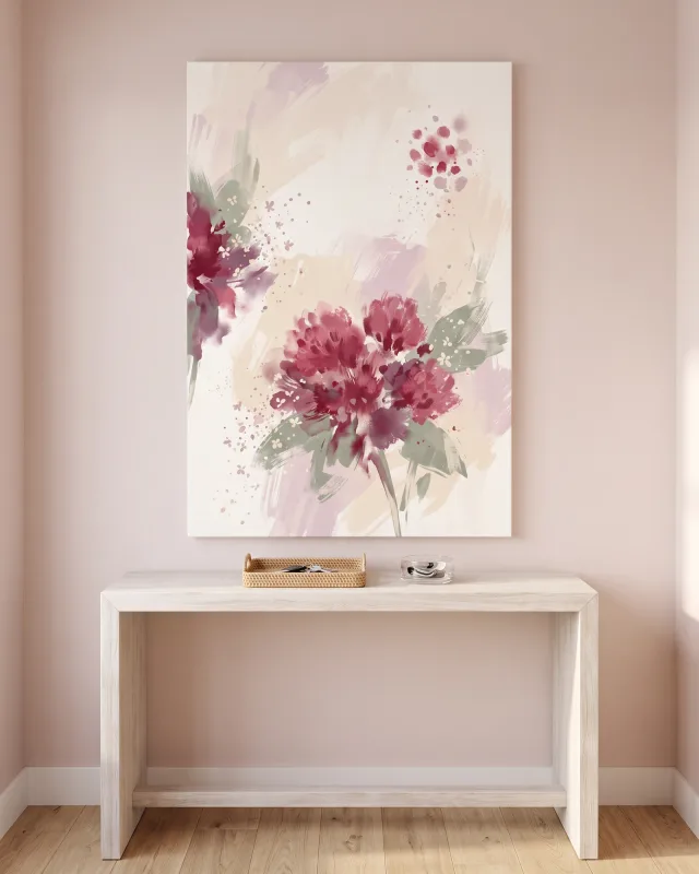 Canvas print – Abstract Flowers in Rose and Cream