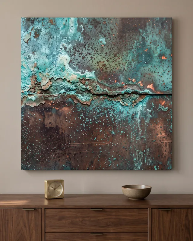 Canvas print – Turquoise and Copper Weathered Texture