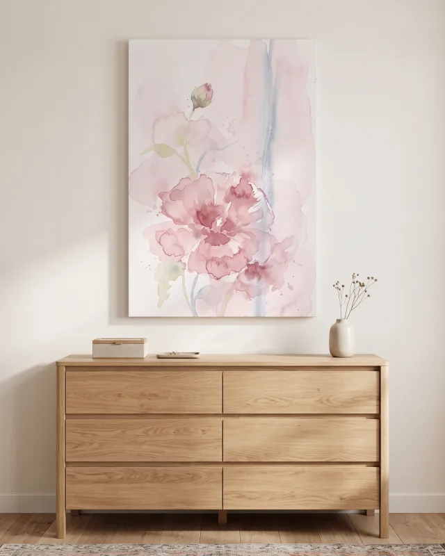 Canvas print – Rose Pink Flower in Watercolor