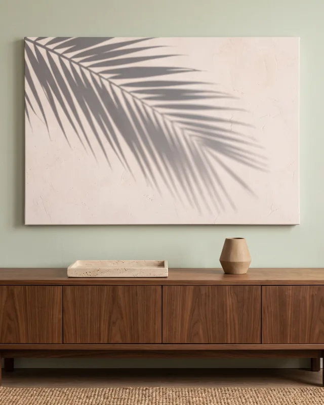 Canvas print – Palm Leaf Shadows on a Light Textured Surface