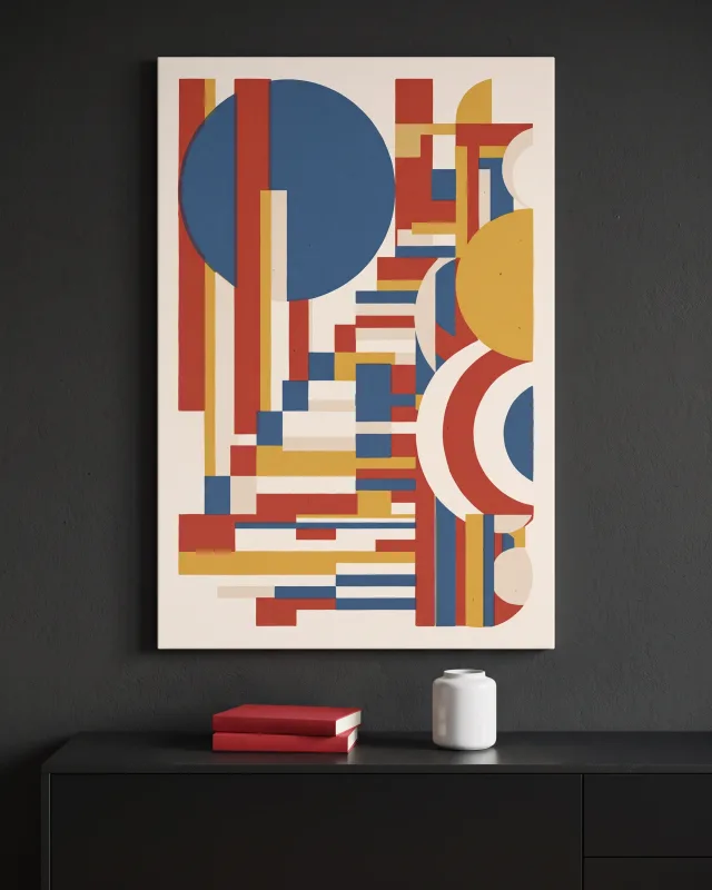 Canvas print – Blue Circle with Interlocking Colour Steps