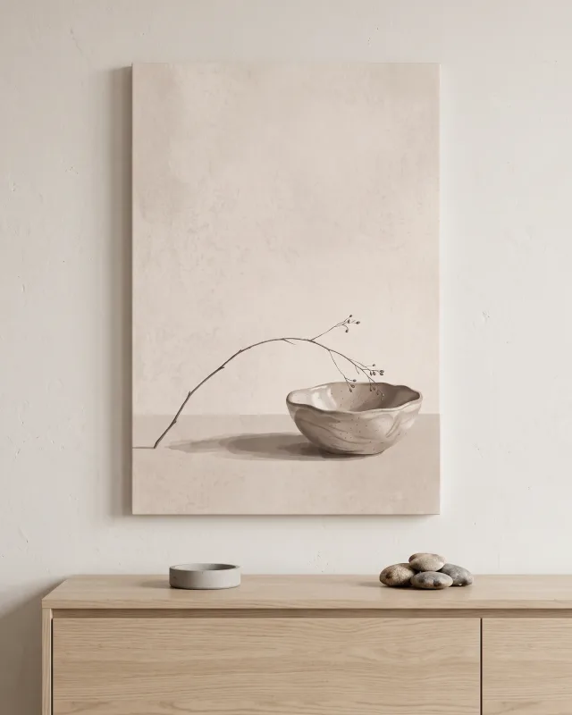 Canvas print – Fine Seed Branch above a Rustic Bowl