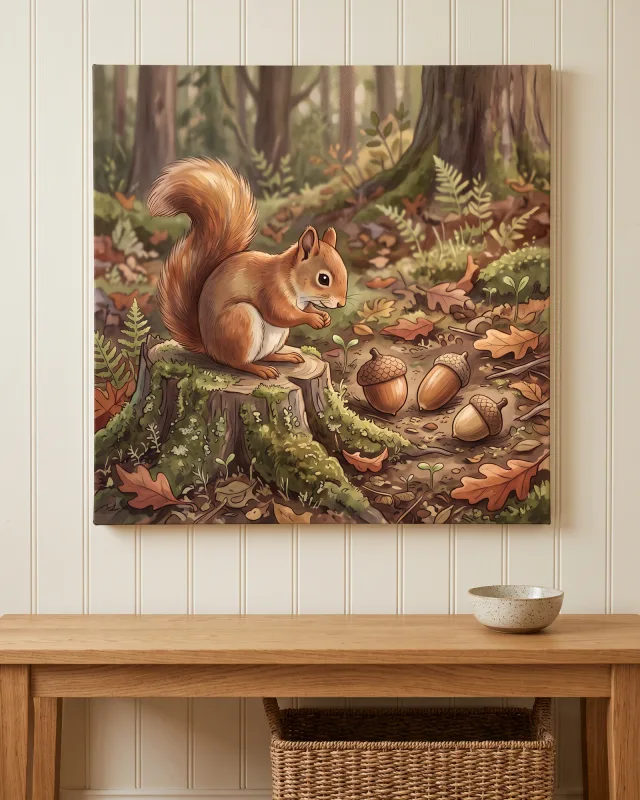 Canvas print – Squirrel in an Autumn Woodland