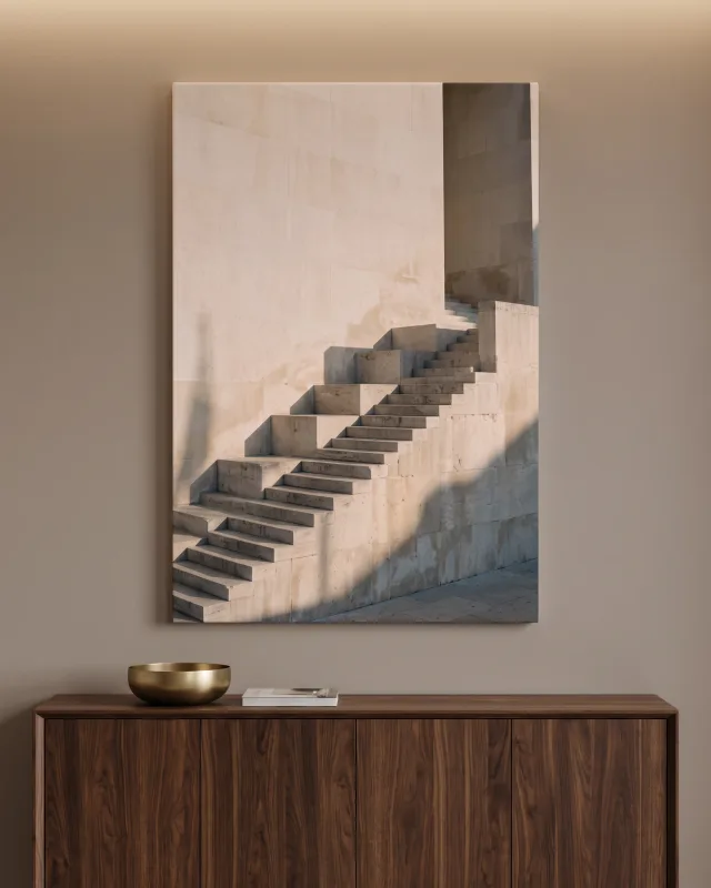 Canvas print – Stone Staircase with a Sharp Diagonal Shadow