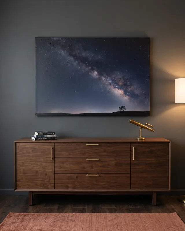 Canvas print – Milky Way above a Dark Hill
