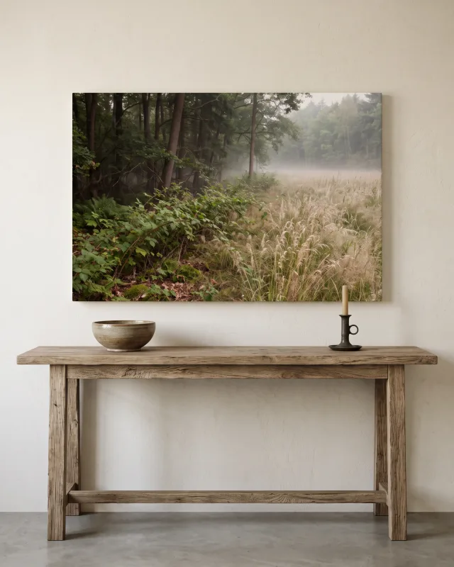 Canvas print – Misty Woodland Edge and Meadow