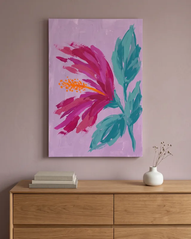 Canvas print – Abstract Flower in Pink and Turquoise