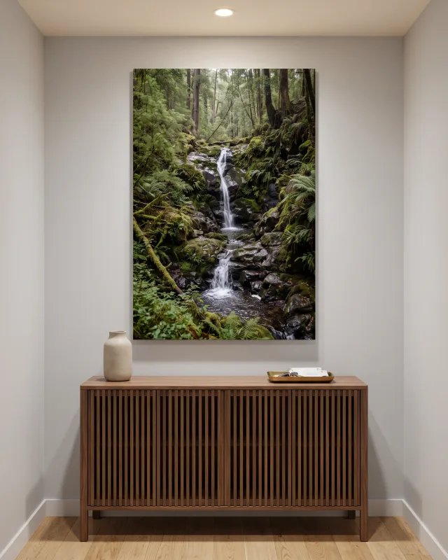 Canvas print – Tiered Waterfall in a Green Forest