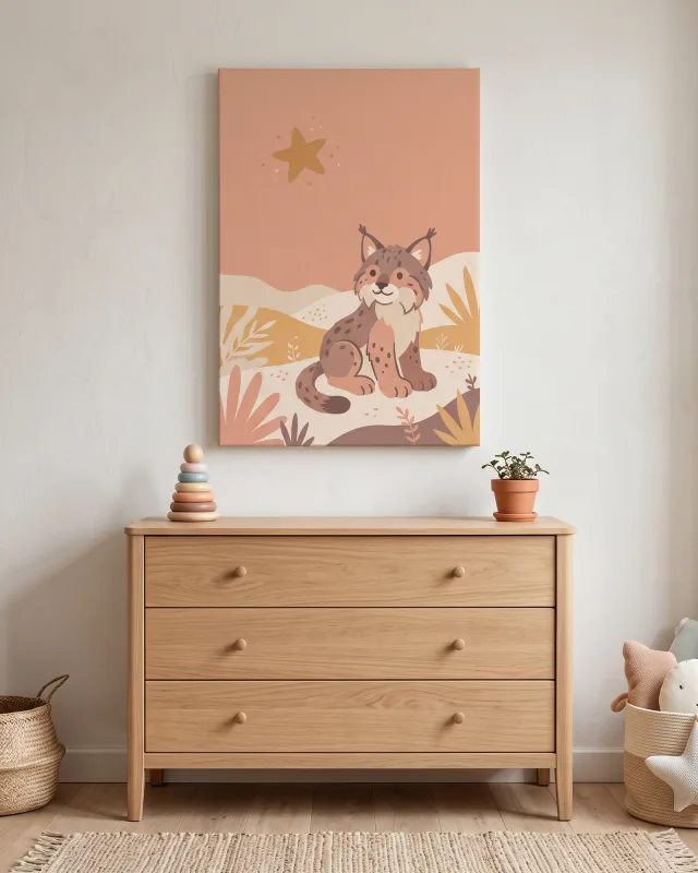 Canvas print – Seated Lynx Beneath a Star