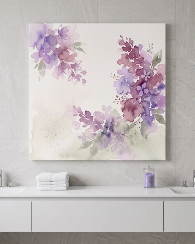 Canvas print – Violet and Pink Blossoms in Watercolor