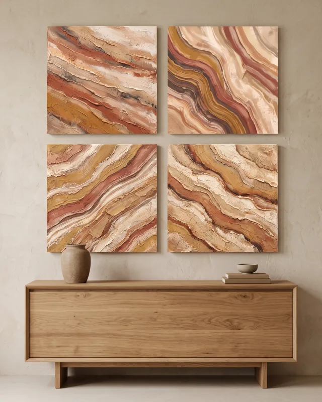 4-Piece Canvas Wall Art – Abstract Earth Layers
