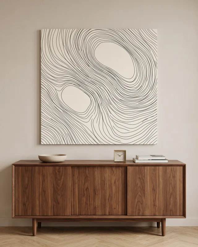 Canvas print – Flowing Lines in Black and Cream