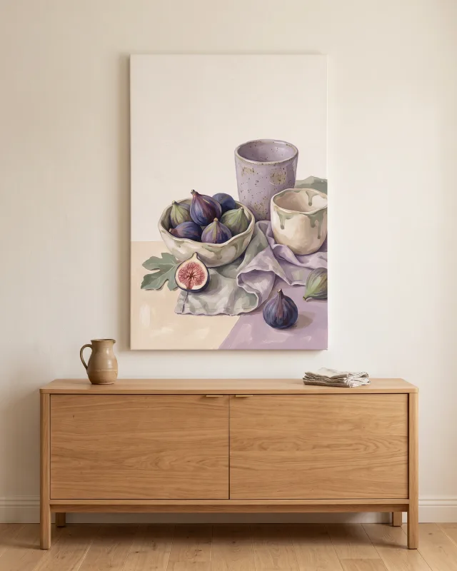 Canvas print – Figs and Cups on Folded Fabric