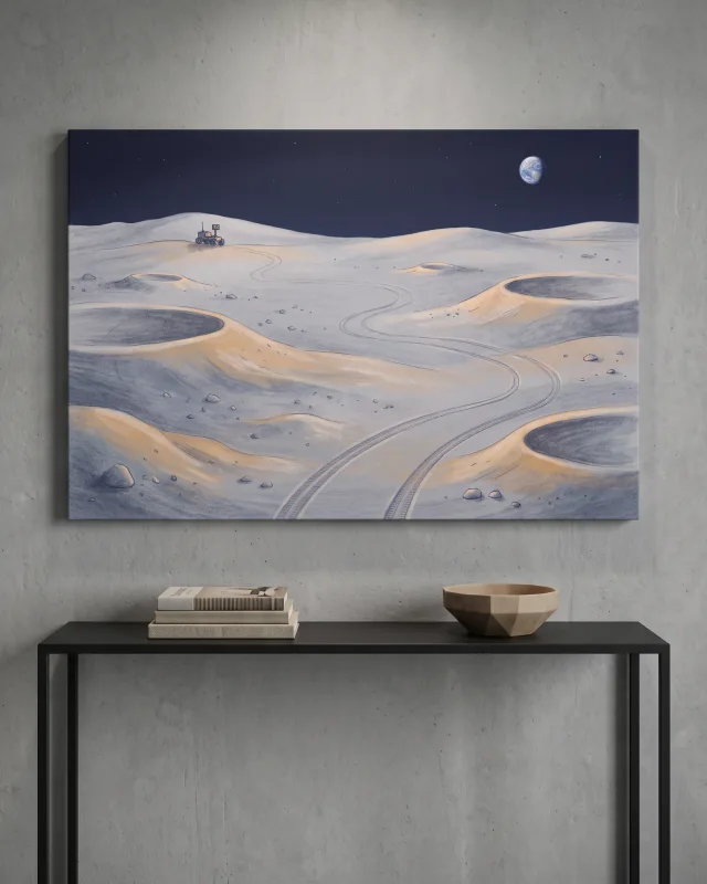 Canvas print – Lunar Landscape with Rover