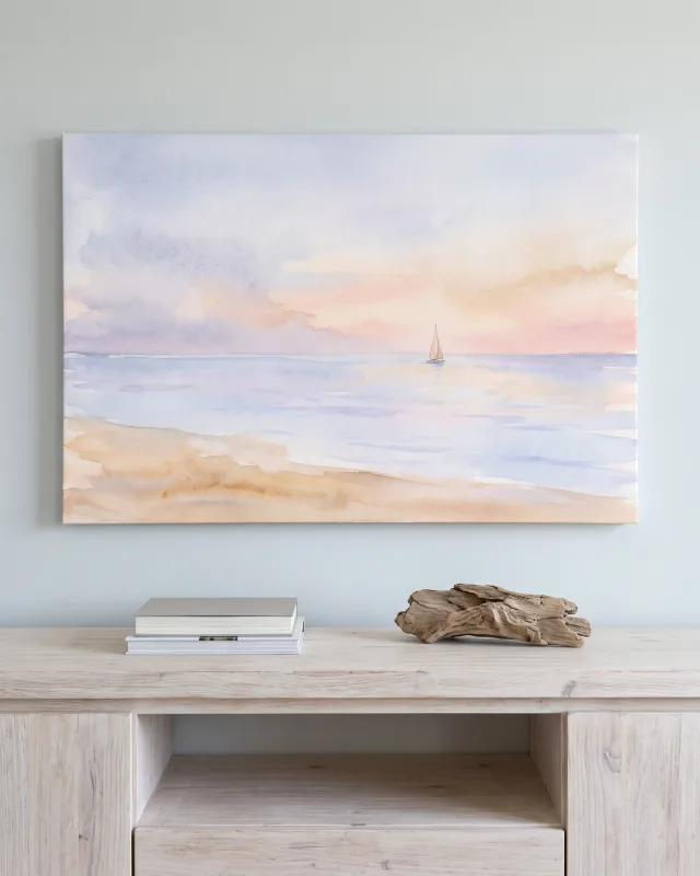 Canvas print – A Boat on Pastel-coloured Water