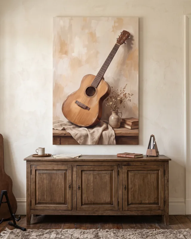 Canvas print – Guitar with a Jug and Books