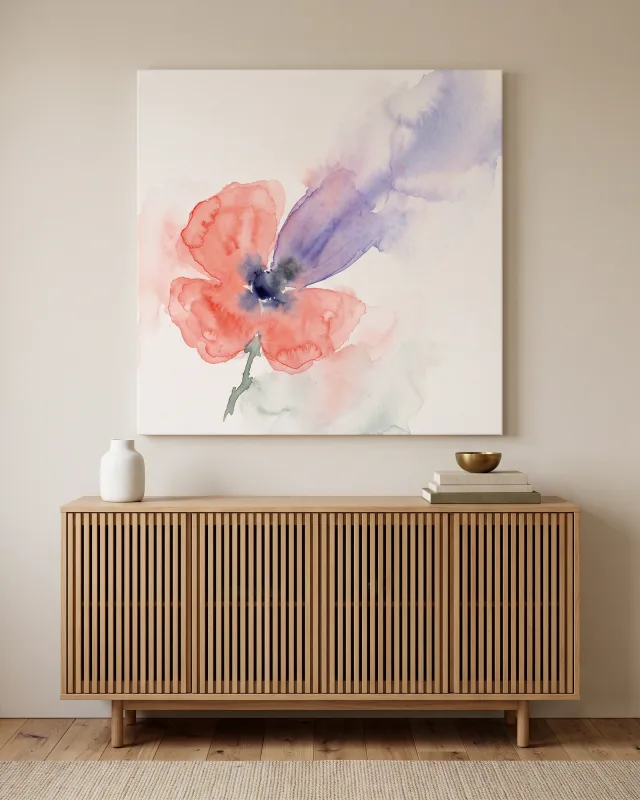 Canvas print – Watercolor Bloom in Coral and Violet