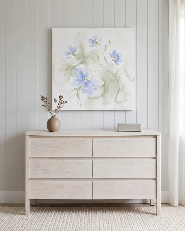 Canvas print – Blue and Gold Watercolor Blooms